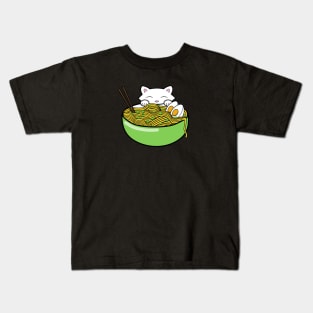 Ramen noodle soup in a green bowl Kids T-Shirt